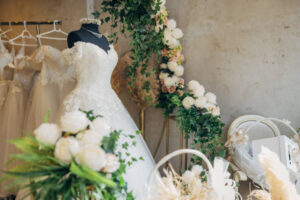 bridal dress at display