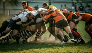 fighting for ball in ground